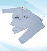 Tavşan Tasarım Mavi Renk Erkek Bebek Tulumu