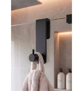 Siyah Mat 304 Paslanmaz Duşakabin Askısı 6mm Sabit Cam İçin