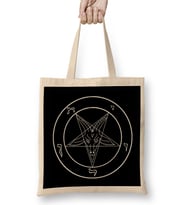 New Black Goat Of Mendes Pentagram Satan Satanic Seal Of Baphomet Metal 666 Devil Gift Bez Çanta Uzun Saplı