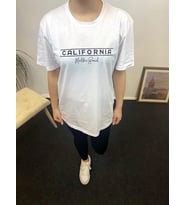 Kadın Bisiklet Yaka Oversize Fit Californıa Baskılı Tişort SPR24tsk304 (Beyaz)