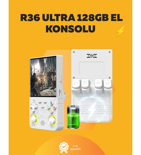 R36 Ultra Çift Joystickli Retro Oyun Konsolu 2500mAh Bataryalı
