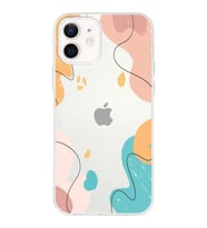 Apple iPhone 12 Uyumlu Kapak Karışık Renkler Tasarımlı Şeffaf Silikon Kılıf