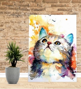 Kişiye Özel  Dekoratif Kedi   Tasarımlı Yeni İş Hediyesi Ofis Hediyesi  Kanvas Tablo 30x50 cm