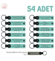 Anneler Günü İçin Kişiselleştirilmiş Anı Anahtarlık 54’lü Set, Özel Etkinlikler İçin, Turkuaz & Gri