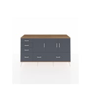 Kronos Konsol 4 Raflı 6 Çekmeceli 3 Kapaklı 176x59x99 Çam-Antrasit