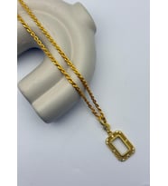 22k Altın Kaplama Şık Taşlı Çerçeveli Gramlık Kolye - 26grm15 (Gold)