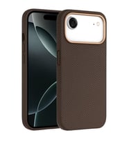 iPhone 17 Air ile Uyumlu Karbon Fiber Desenli Premium K?l?f Kevlar Kenar ?nce ve Hafif Tasar?m Kablosuz ?arj ve MagSafe ile uyumlu Telefon K?l?f? Kahverengi