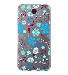 Huawei Y7 2017 Uyumlu Kapak Flowers Tasarımlı Şeffaf Silikon Kılıf