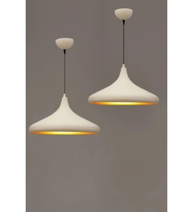  RİOLİGHT MODERN BEYAZ  İÇİ GOLD ODA, CAFELER İÇİN TEKLİ METAL SARKIT AVİZE ÇAP:35CM 1ADET FİYATIDIR