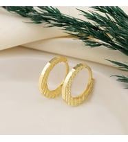DKMN Gümüş Tırtıklı Daire Küpe 925 Ayar Kadın Gümüş Küpe (Gold)