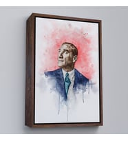 Çerçeveli Mustafa Kemal Atatürk Suluboya Görünümlü Portresi Dekoratif Kanvas Tablo (Siyah)