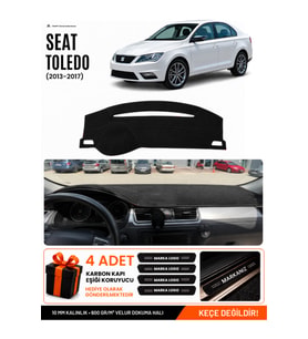 SEAT TOLEDO (2013-2017) Uyumlu Torpido Örtüsü Torpido Kılıfı - Siyah