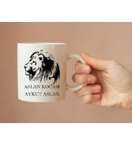 Ebruli Hediyelik Kişiye Özel Aslan Kocam Kupa Bardak