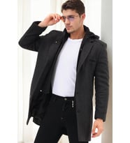 PLT9371 DEWBERRY ERKEK PALTO-DİAGONAL ANTRASIT