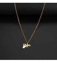 Kişiye Özel 925 Ayar Gümüş Silah Model Love Kolye (Gold)