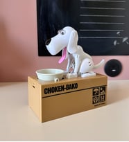 BEYAZ - Para Yiyen Köpek Kumbara Choken Bako Hırsız Kumbara