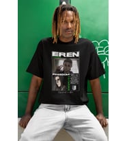 Tasarım Eren Yeager Freedom Tatakae Baskılı Unisex Oversize Anime Dizi Karakter Tişört