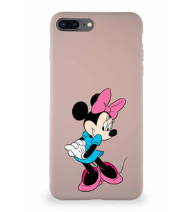 Apple iPhone 7 Plus Soft Premier Kapak Minnie Mouse-F Tasarımlı Silikon Kılıf - Pudra (Şeffaf)