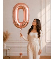 100 cm Rose Gold 0 Rakamlı Helyumlu Folyo Balon