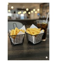 Siyah Metal Kare Patates Ve Atıştırmalık Sunum Sepeti Fritöz Sunumluk 2 Adet