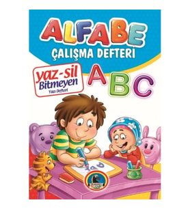 Yaz-Sil Alfabe Bitmeyen Yazı Defteri+Tahta Kalemi