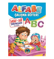 Yaz-Sil Alfabe Bitmeyen Yazı Defteri+Tahta Kalemi