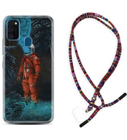 Samsung M21 M22 M23 M30 M31S M32 Kılıf Boyun Asklı Rasta Silikon Astronot Smoke 1769