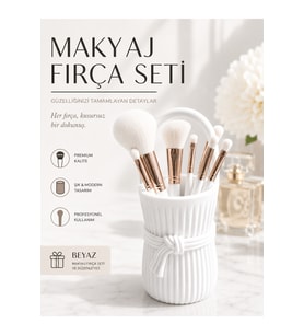 Profesyonel Makyaj Fırça Seti ve Düzenleyici Sepet, Şık ve Modern Tasarım