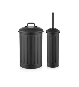 The Mia Çöp Kovası & Tuvalet Fırçası Seti Siyah GLV0644