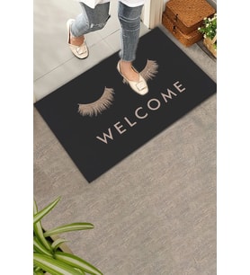 Valerine Life Gözler Üzerinde Buyur İçeri Siyah Kirpik Welcome Hoş Geldiniz Kapı Önü Paspası 45x70cm