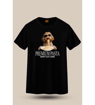 Poodle Premium Pasta Baskılı Unisex T-shirt/Tişört - TÜM YAŞ GRUPLARI (Siyah)