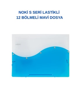 S Seri Lastikli 12 Bölmeli Dosya Mavi 1 Adet