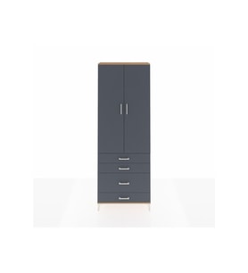 Arges Dolap 3 Raflı 4 Çekmeceli 2 Kapaklı 88x30x243 Çam-Antrasit