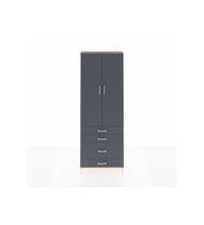 Arges Dolap 3 Raflı 4 Çekmeceli 2 Kapaklı 88x30x243 Çam-Antrasit
