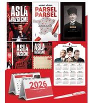Asla Vazgeçme - Ayraç - Kartpostal - Poster - Parsel Parsel -  2026 Ajanda Kalpaklı - Ata Ahşap Duvar Takvimi - Masa Takvimi
