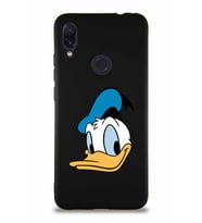Xiaomi Redmi Note 7 Soft Premier Kapak Donald Duck-B Tasarımlı Silikon Kılıf - Siyah (Şeffaf)
