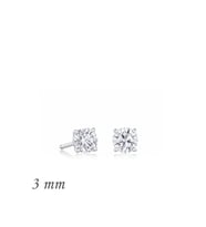 Gümüş Yuvarlak Tek Taş Zirkon Küpe - 3 mm
