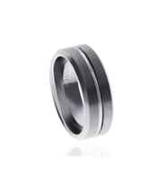 Erkek Gümüş Renk Çizgi Detay Tungsten Yüzük