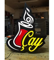 Çay Görselli Yazılı Tabela 3D Led Neon Etkili Işıklı Tabela 30X45 CM Tek Taraflı