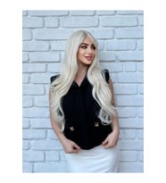 PerukAvm Gerçek saç dokusunda özel vip soğuk sarı perçemli peruk