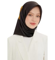 Armine Nostalji Serisi İpek Twill Eşarp 8737D-38 (Siyah-Sarı)