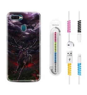 Oppo A5S A15 A16 A54 A55 A73 A74 Kılıf Kablo Koruma Spiral Silikon Dark Deer 1786