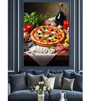 Dilimlenmiş İştah Açıcı Klasik Pizza Dekoratif Kanvas - Mdf Ahşap Tablo