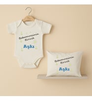 Pia Baby B29 %100 Pamuk Babaannesinin Biricik Aşkı Yazılı Tasarlanabilir Bebek Body Ve Yastık Kılıfı (Ekru)