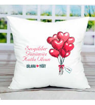Sevgililer Günümüz Kutlu Olsun Yastık (Beyaz)