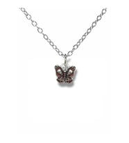 Deathly Butterfly Figürlü Unisex Kolye  Kırmızı Zincirli  Gotik Tasarım (Gümüş)