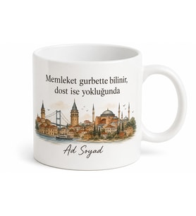 Kişiye Özel Memleket Temalı Dostluk Hediyesi Kupa Bardak İsimli Hediye