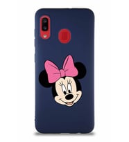 Samsung Galaxy A20 Soft Premier Kapak Minnie Mouse-C Tasarımlı Silikon Kılıf - Lacivert (Şeffaf)