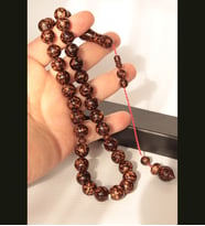 Sertifikalı %100 Orijinal Dev Boy Özel Kesim Tarçın Ağacı Müthiş Kokulu 33 Lük Tesbih Koleksiyonluk (Koyu Kahverengi - Kum Rengi)
