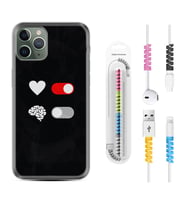 Apple iPhone 11 12 13 14 Pro Max Kılıf Kablo Koruma Spiral Silikon Love Brain 1722